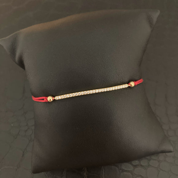 Red String Bar Bracelet - Silver or Gold
