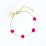 Enamel Flower Bracelet - Pink