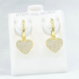 Large Pave Heart Drop Hoops