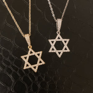 Pave Magen David Necklace III - Gold or Silver