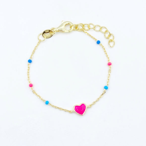 Dainty Enamel Heart Bracelet - Multi