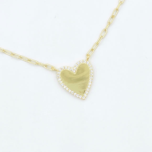 Paperclip Gold Heart Necklace