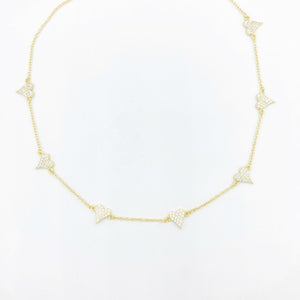 Diamond Heart Choker Necklace- Silver