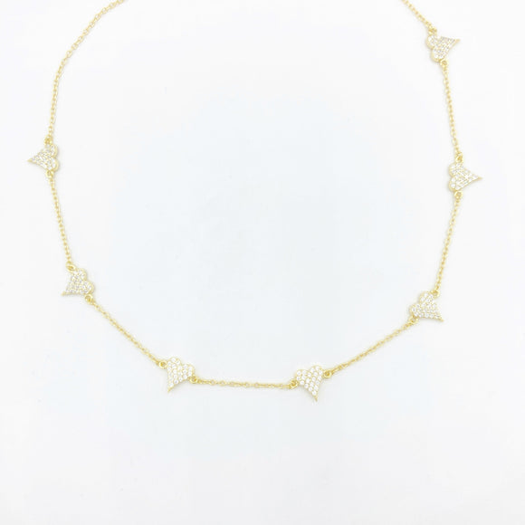 Diamond Heart Choker Necklace- Silver