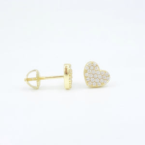 Small Pave Heart Screwback Studs