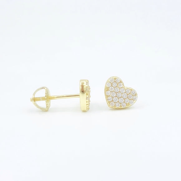 Small Pave Heart Screwback Studs
