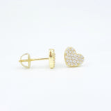 Small Pave Heart Screwback Studs