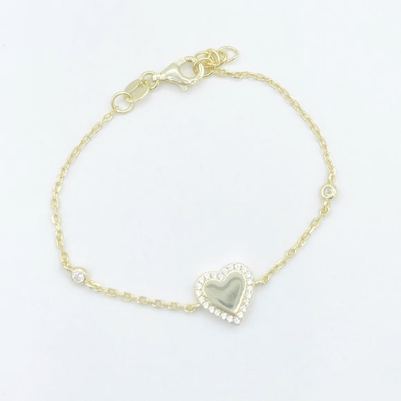 Gold & Diamond Heart Bracelet