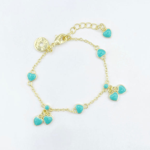 Double Heart Bracelet - Sea Blue