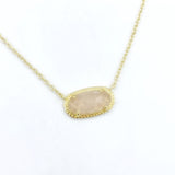 Modern Oval Choker Necklace - Rose Quartz