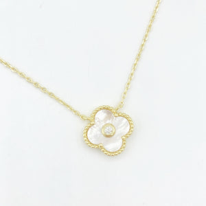 Diamond Mother of Pearl Clover Necklace