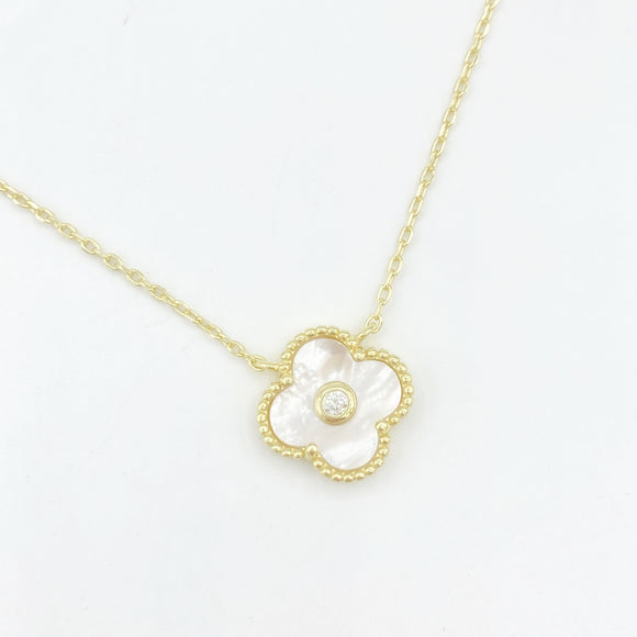 Diamond Mother of Pearl Clover Necklace