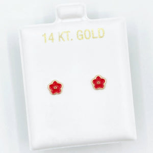 Red Enamel Flower Screwbacks