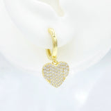 Large Pave Heart Drop Hoops