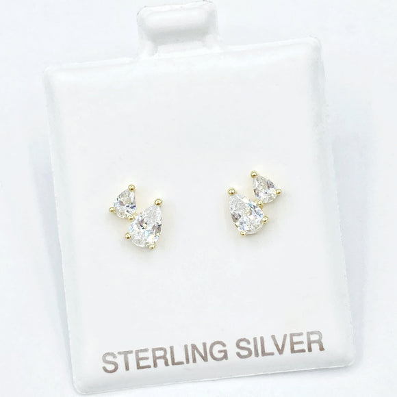 Double Teardrop Stud Earrings