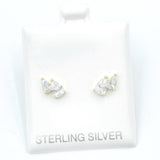 Double Teardrop Stud Earrings -Gold