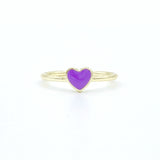 Enamel Heart Ring - Purple