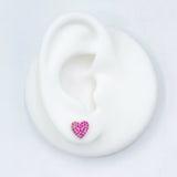 Ruby Pave Heart Screwback Studs