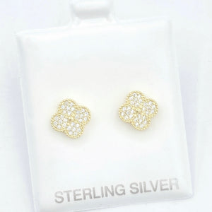 Pave Clover Stud Earrings - Medium