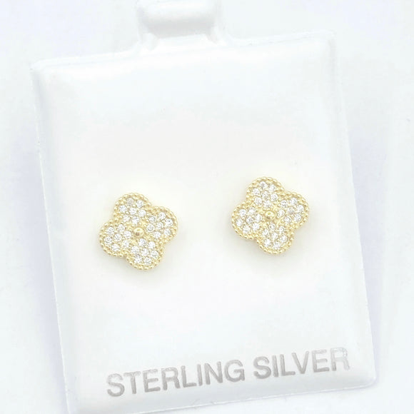 Pave Clover Stud Earrings - Medium