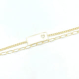 Double Bar and Paperclip Bracelet - White