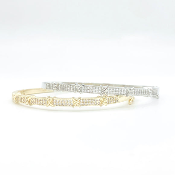 X Studded Bangle - Gold or Silver
