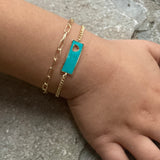 Double Bar and Paperclip Bracelet - Blue