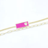 Double Bar and Paperclip Bracelet - Pink