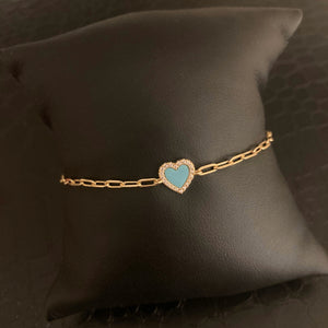 Blue Heart Paperclip Bracelet