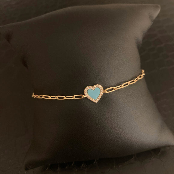 Blue Heart Paperclip Bracelet