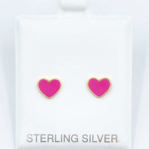 The Perfect Enamel Heart Studs - Pink