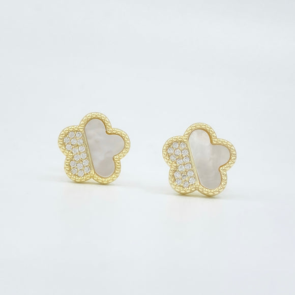 Semi-Studded Mother of Pearl Flower Studs