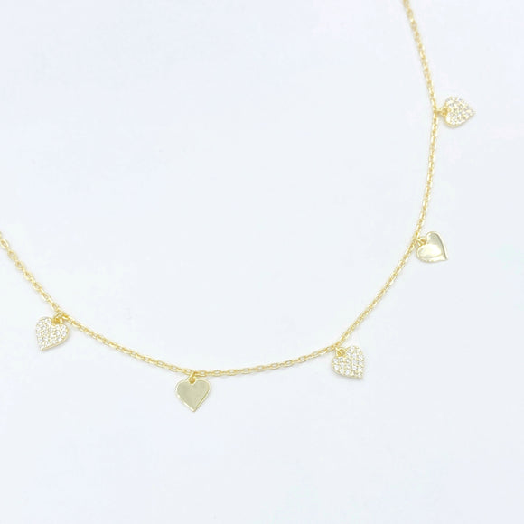 Multi-Heart Drop Choker Necklace