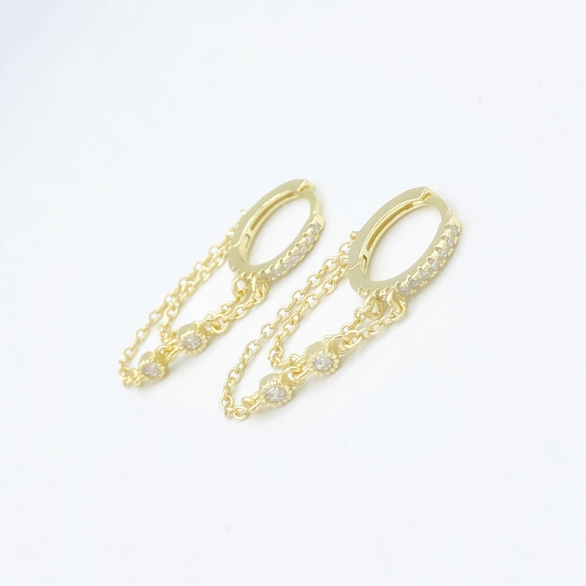 Studded Gold Chain Drip Hoops – The Sterling Society