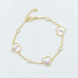 Heart & Diamond Bracelet - Mother of Pearl