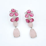 Ruby and Rose Quartz Statement Earrings