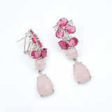 Ruby and Rose Quartz Statement Earrings