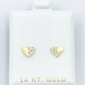 Semi-Studded Heart Screwbacks - Gold