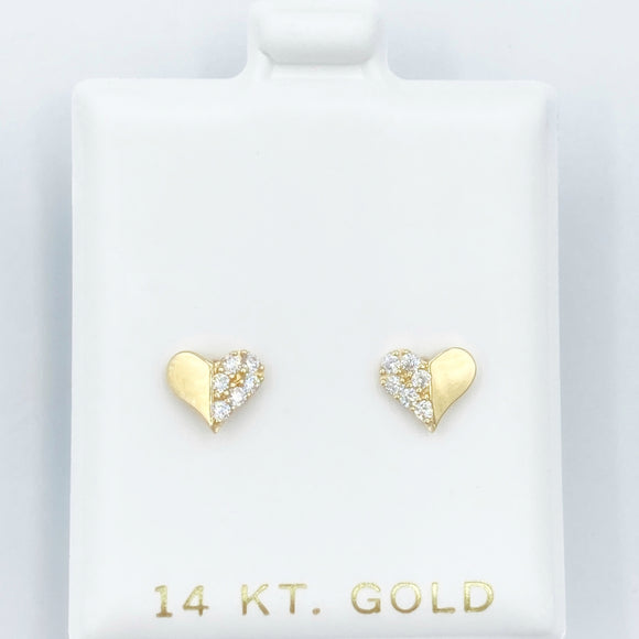 Semi-Studded Heart Screwbacks - Gold