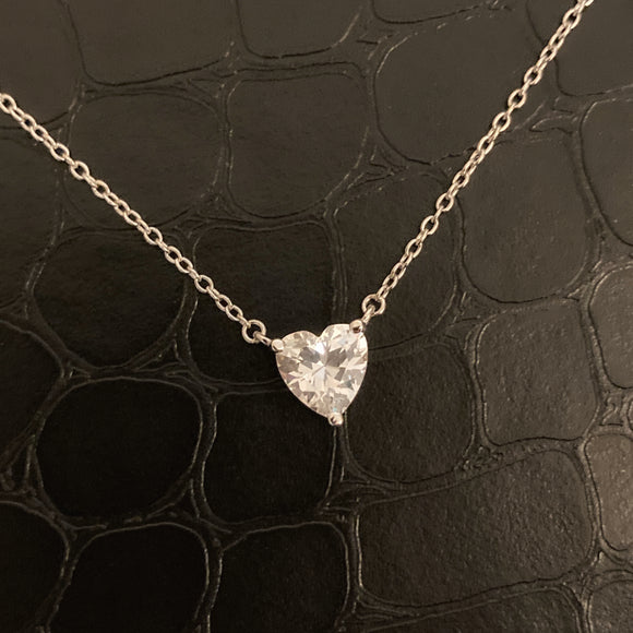 Heart Solitaire Choker/Necklace 2.0 - Silver