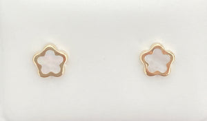 14kt Mother of Pearl Flower Screwbacks