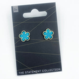 Blue Flower Studs - Medium