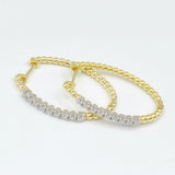 Gold with Diamond Strand Hoops - Oval