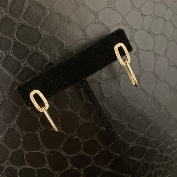 Paperclip Pave Drop Earrings