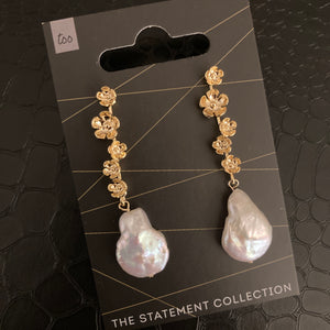 Floral Drip Freshwater Pearl Earrings