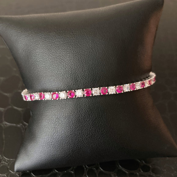 Pink & Diamond Tennis Bracelet