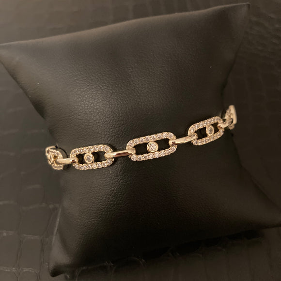 Studded Link Bangle - Gold
