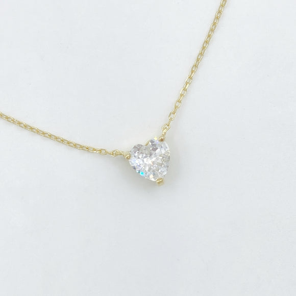 Heart Solitaire Necklace - Gold or Silver
