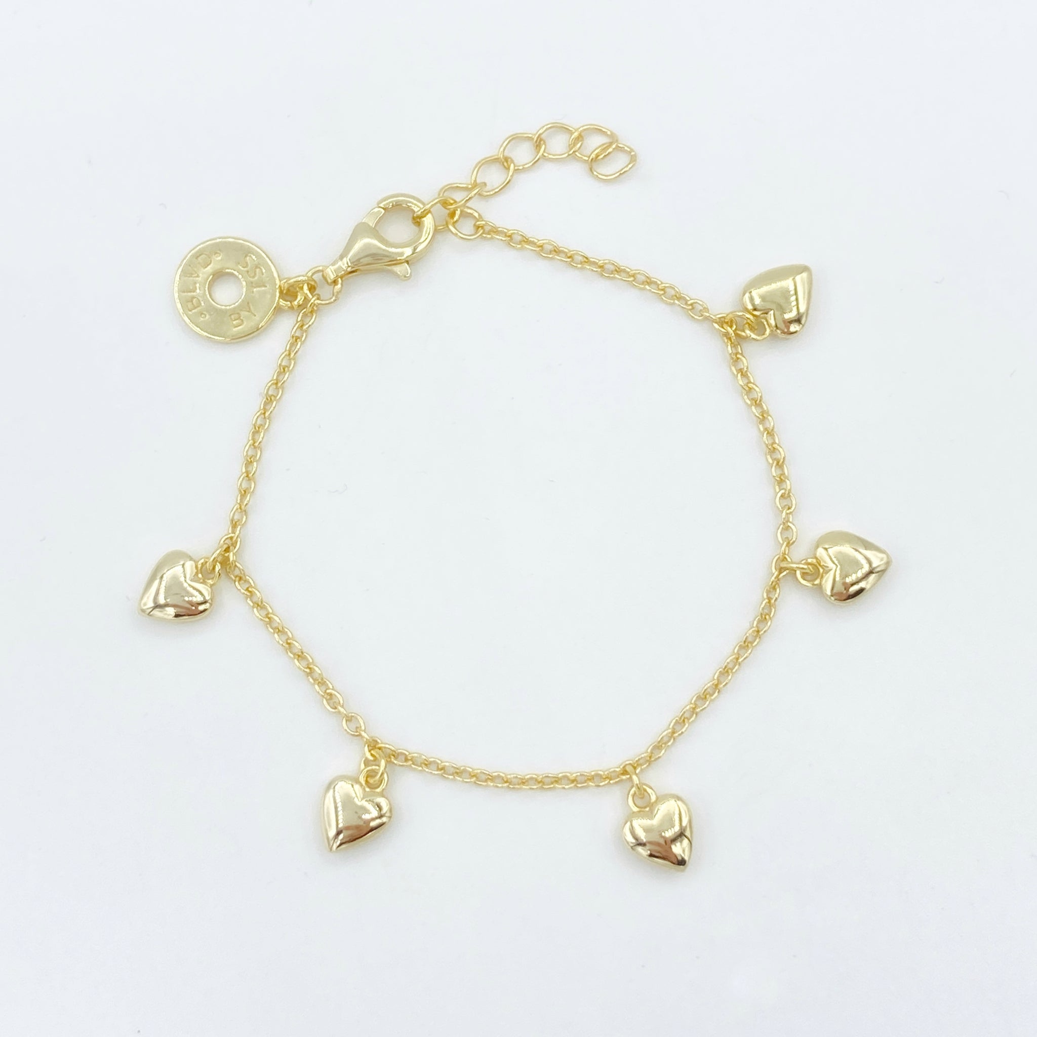 Gold over Sterling Heart Charm Bracelet (Baby/Girls/Teens) – The