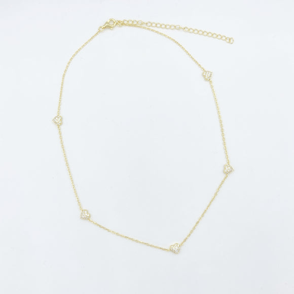 Gold over Sterling CZ Heart Choker / Necklace